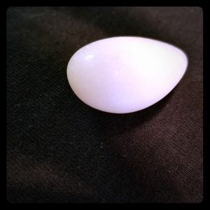 SOLD.  Raw white jade hand carved teardrop pendant